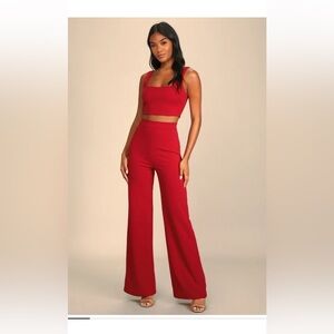 Lulu’s Red Two-Piece Wide-Leg Jumpsuit